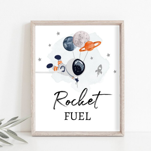 Rocket Fuel Space Party Astronaut Boy Drinks Sign (Creator Uploaded)
