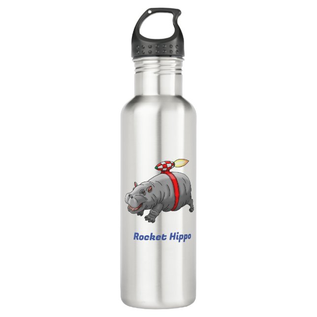 Rocket Hippo Birthday 710 Ml Water Bottle (Front)