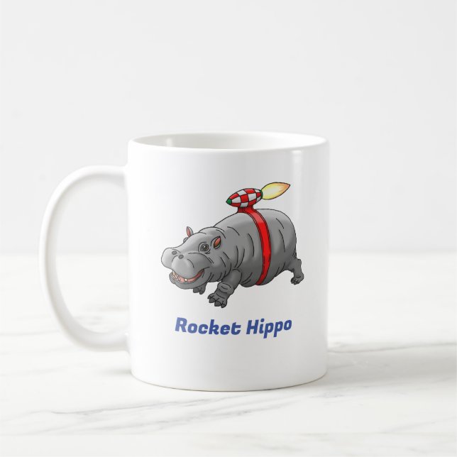 Rocket Hippo Birthday Coffee Mug (Left)