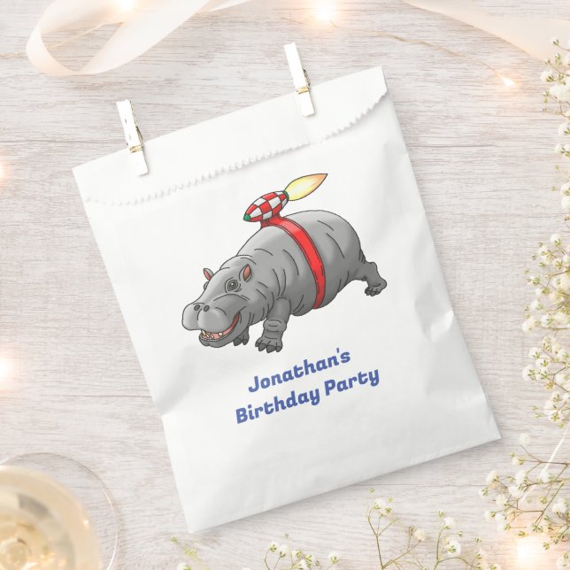 Rocket Hippo Birthday Favour Bag (Clipped)