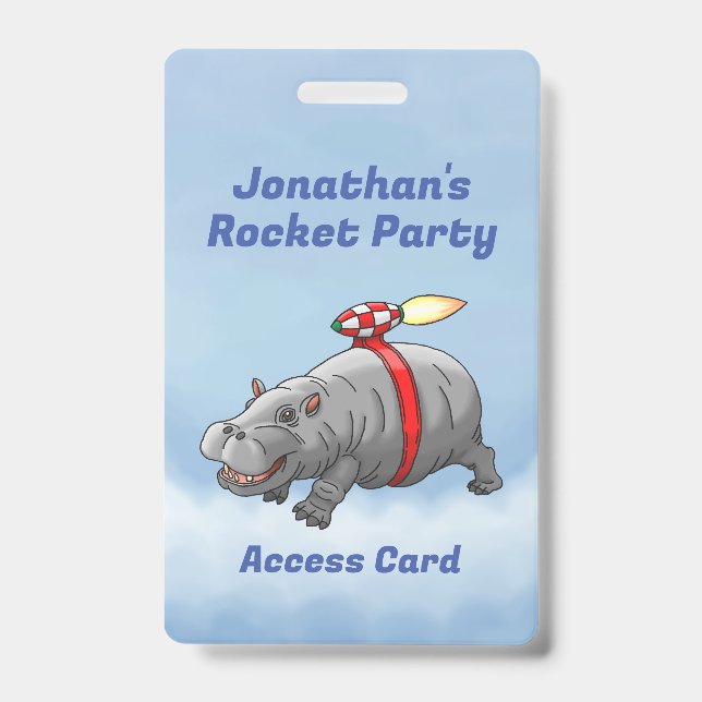 Rocket Hippo Birthday ID Badge (Front)