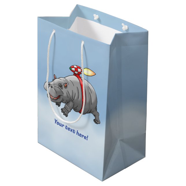 Rocket Hippo Birthday Medium Gift Bag (Back Angled)