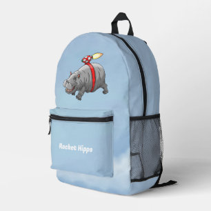 Rocket Hippo Printed Backpack