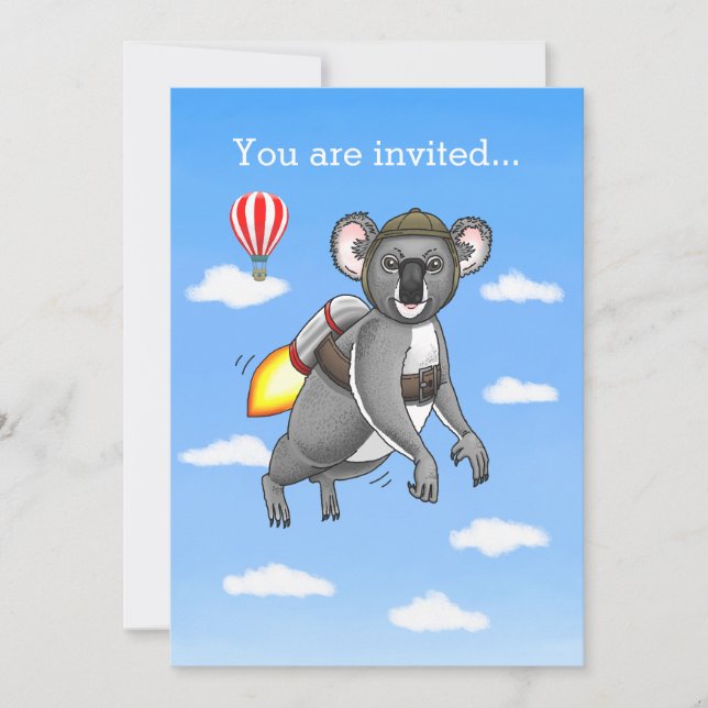 Rocket Koala Bear Invitation (Front)