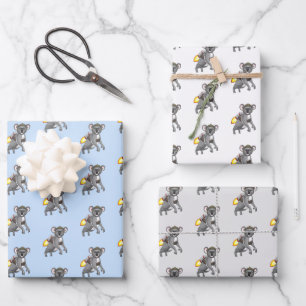 Rocket Koala Bear Wrapping Paper Sheet