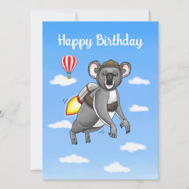 Rocket Koala Birthday Card (Front)