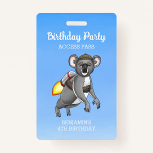 Rocket Koala Birthday ID Badge
