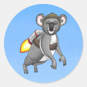 Rocket Koala Classic Round Sticker