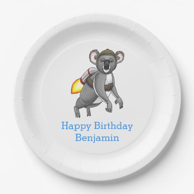Rocket Koala Paper Plate (Front)