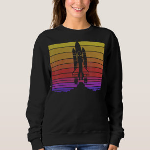 Rocket Launch Blast Off Astronomy Retro Space Shut Sweatshirt