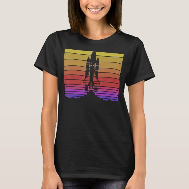 Rocket Launch Blast Off Astronomy Retro Space Shut T-Shirt (Front)