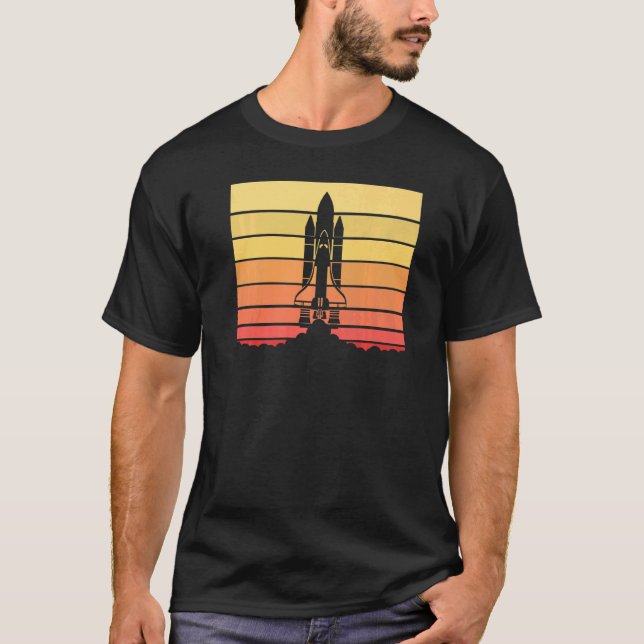 Rocket Launch Blast Off Astronomy Retro Space Shut T-Shirt (Front)