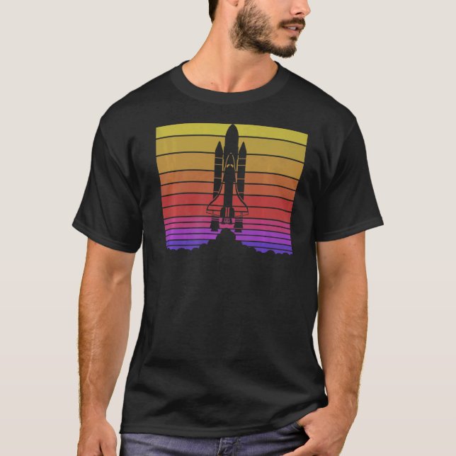 Rocket Launch Blast Off Astronomy Retro Space Shut T-Shirt (Front)