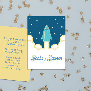 Rocket Launch Books for Baby Teal Enclosure Card