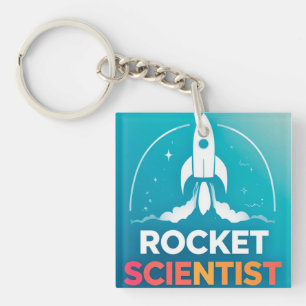 Rocket Launch with Vibrant Text Key Ring