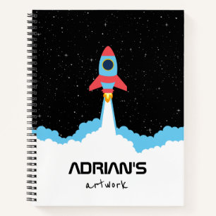 Rocket Launching in Outer Space Sketchbook Notebook