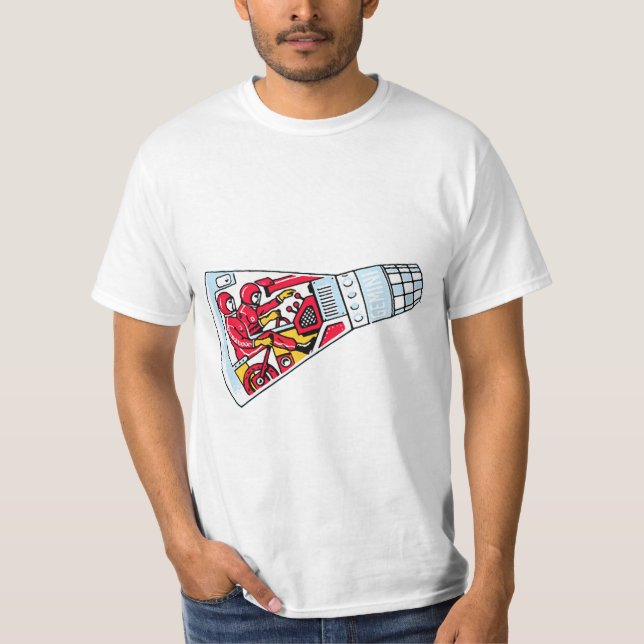 Rocket Man Retro Gemini Rockets in Space T-Shirt (Front)