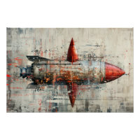 Rocket on grunge background in Vintage style.
