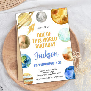 Rocket Outer Space Birthday Invitations