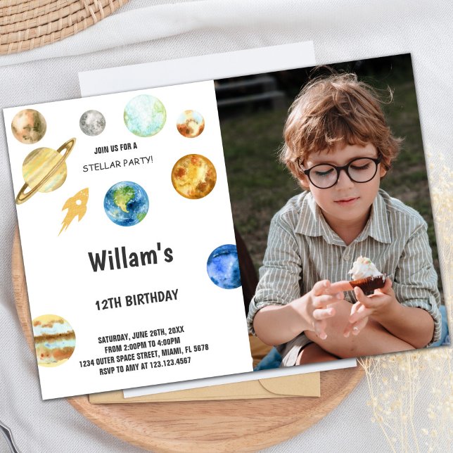 Rocket Outer Space Birthday Invitations with photo (Rocket Outer Space Birthday Invitations with photo)
