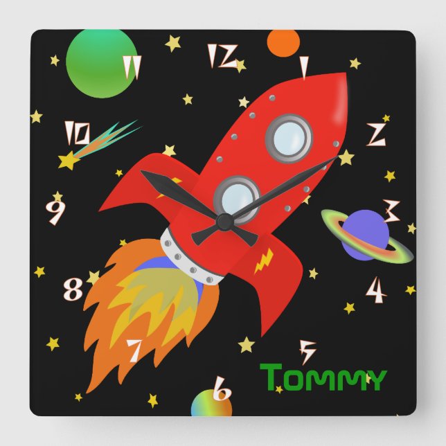 Rocket Personalised Wall Clock (Front)
