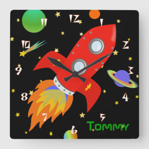Rocket Personalised Wall Clock