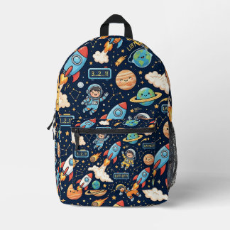 Rocket Planet Countdown Backpack Cute Space Design