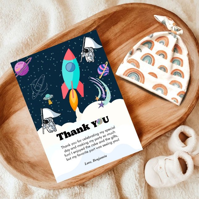 Rocket planet galaxy & outer space thank you card (Creator Uploaded)