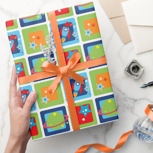 Rocket & Planet Outer Space Wrapping Paper