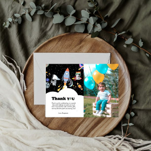 Rocket planets galaxy & outer space thank you card