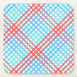 Rocket Pop, Small Plaid Square Paper Coaster