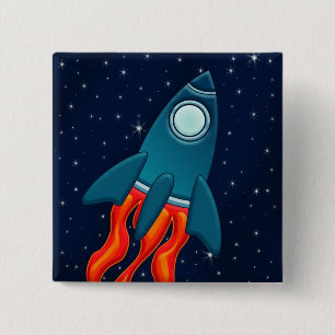 Rocket Postcard 15 Cm Square Badge