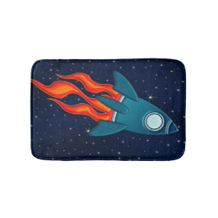 Rocket Postcard Favor Tags Bath Mat