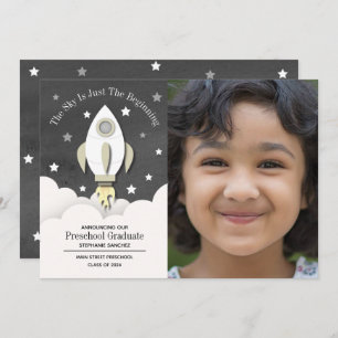 Rocket Preschool Graduation Photo Invitation