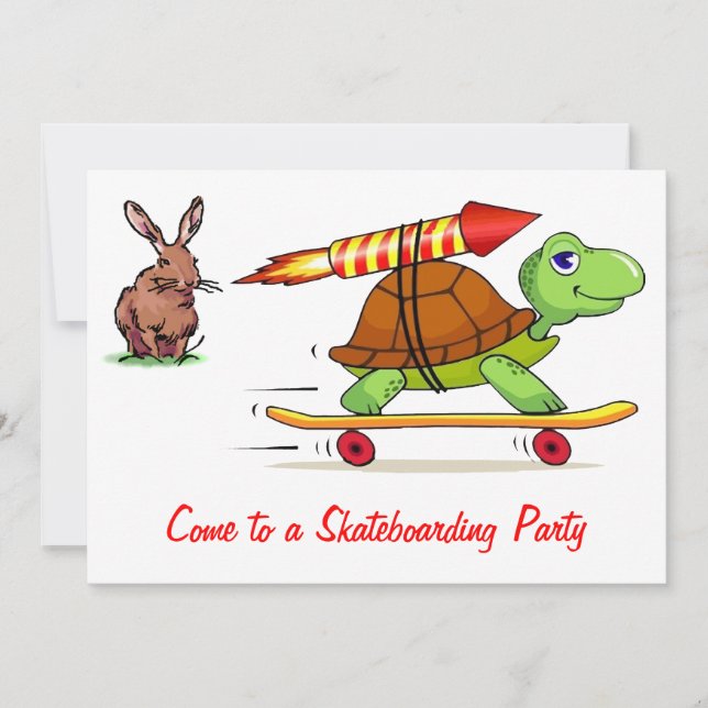 Rocket Propelled Tortoise and Hare Invitation (Front)