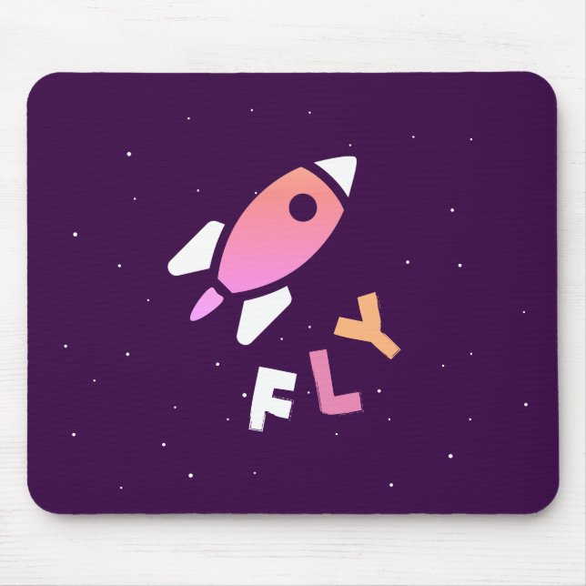Rocket - Purple & Pink Abstract Pop Art. FLY! Mouse Pad (Front)