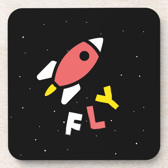 Rocket - Red & Yellow Abstract Pop Art. FLY! Coaster (Front)