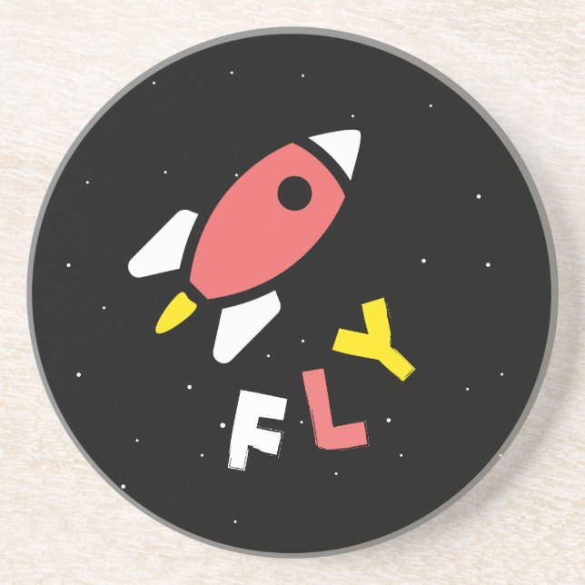Rocket - Red & Yellow Abstract Pop Art. FLY! Coaster (Front)