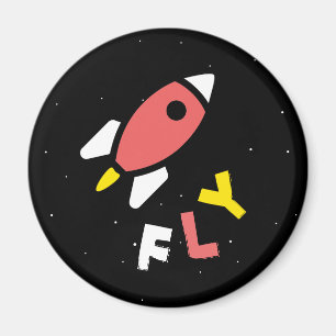 Rocket - Red & Yellow Abstract Pop Art. FLY! Magnet