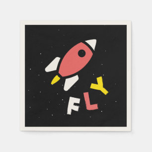Rocket - Red & Yellow Abstract Pop Art. FLY! Napkin