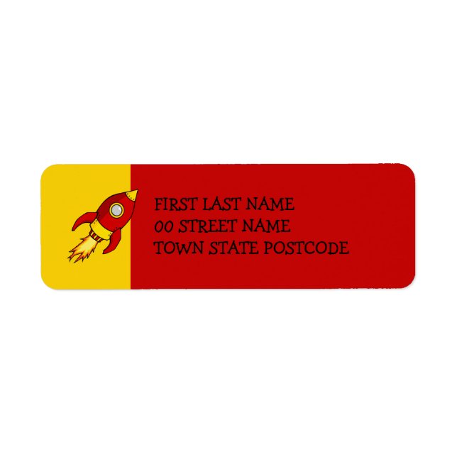 Rocket red yellow Return Address Label (Front)