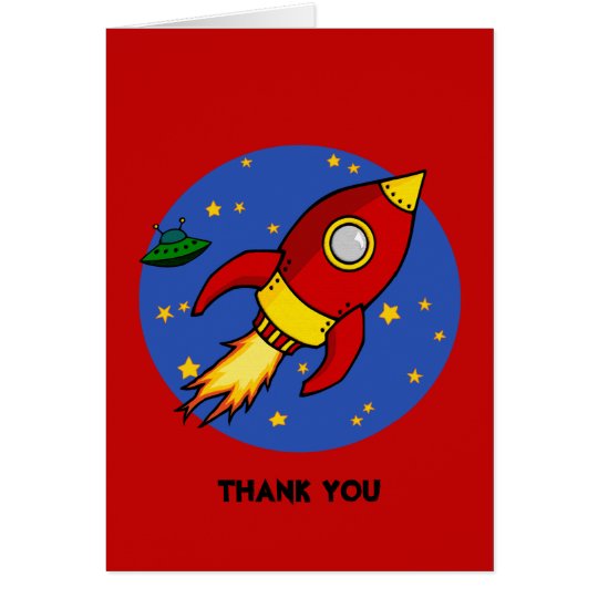 Rocket red yellow Thank You Note Card