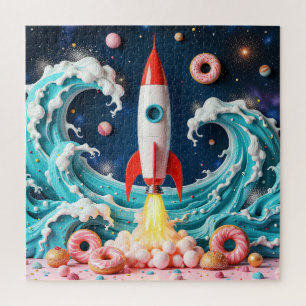 Rocket Ride Through Doughnuts and Planets Jigsaw Puzzle