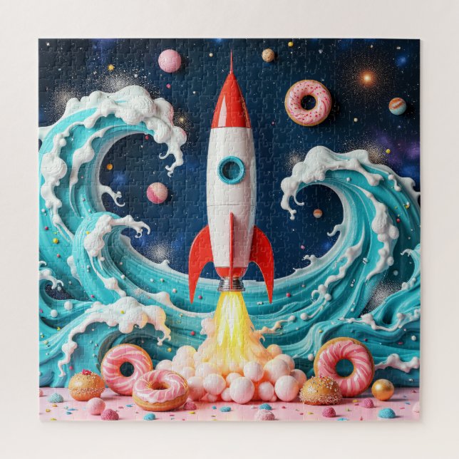 Rocket Ride Through Doughnuts and Planets  Jigsaw Puzzle (Vertical)