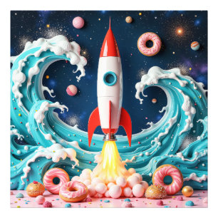 Rocket Ride Through Doughnuts and Planets Photo Print