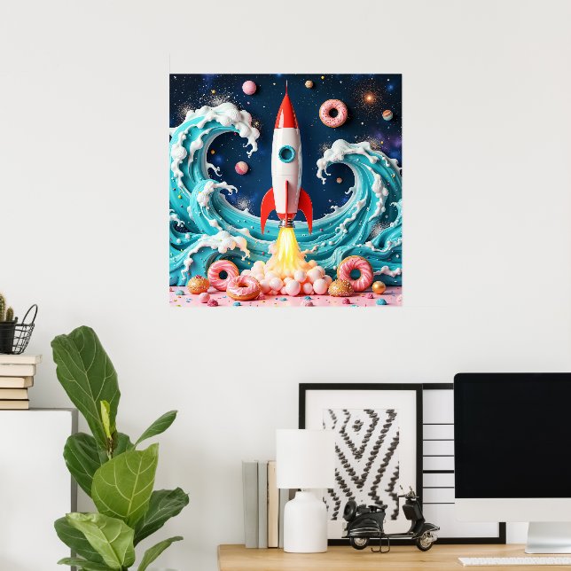 Rocket Ride Through Doughnuts and Planets  Poster (Home Office)