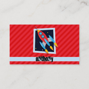Rocket; Scarlet Red Stripes Business Card