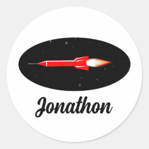 ROCKET sci fi vintage retro Classic Round Sticker