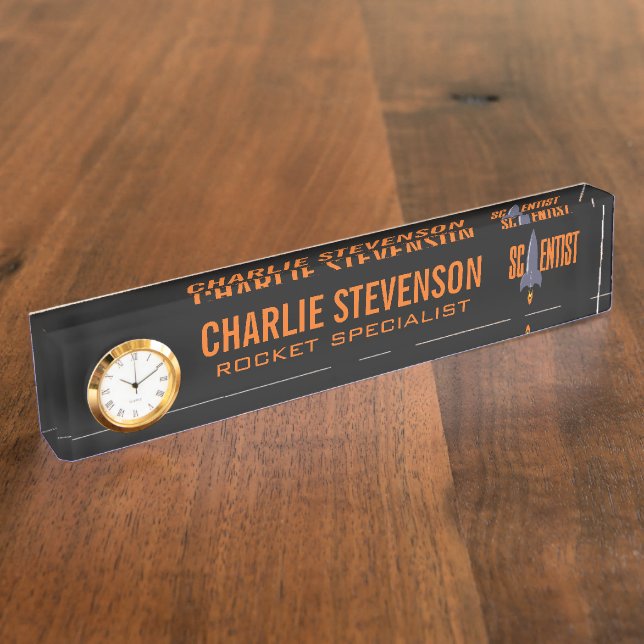 Rocket Scientist custom desk name plate (Side)