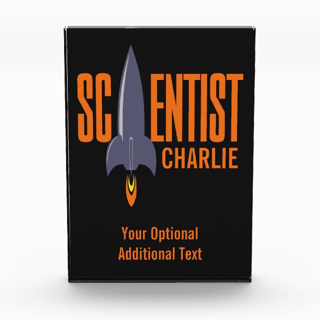 Rocket Scientist custom name block award (Front)